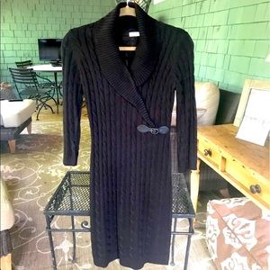 Calvin Klein 3/4 Sleeve Black Cable Dress